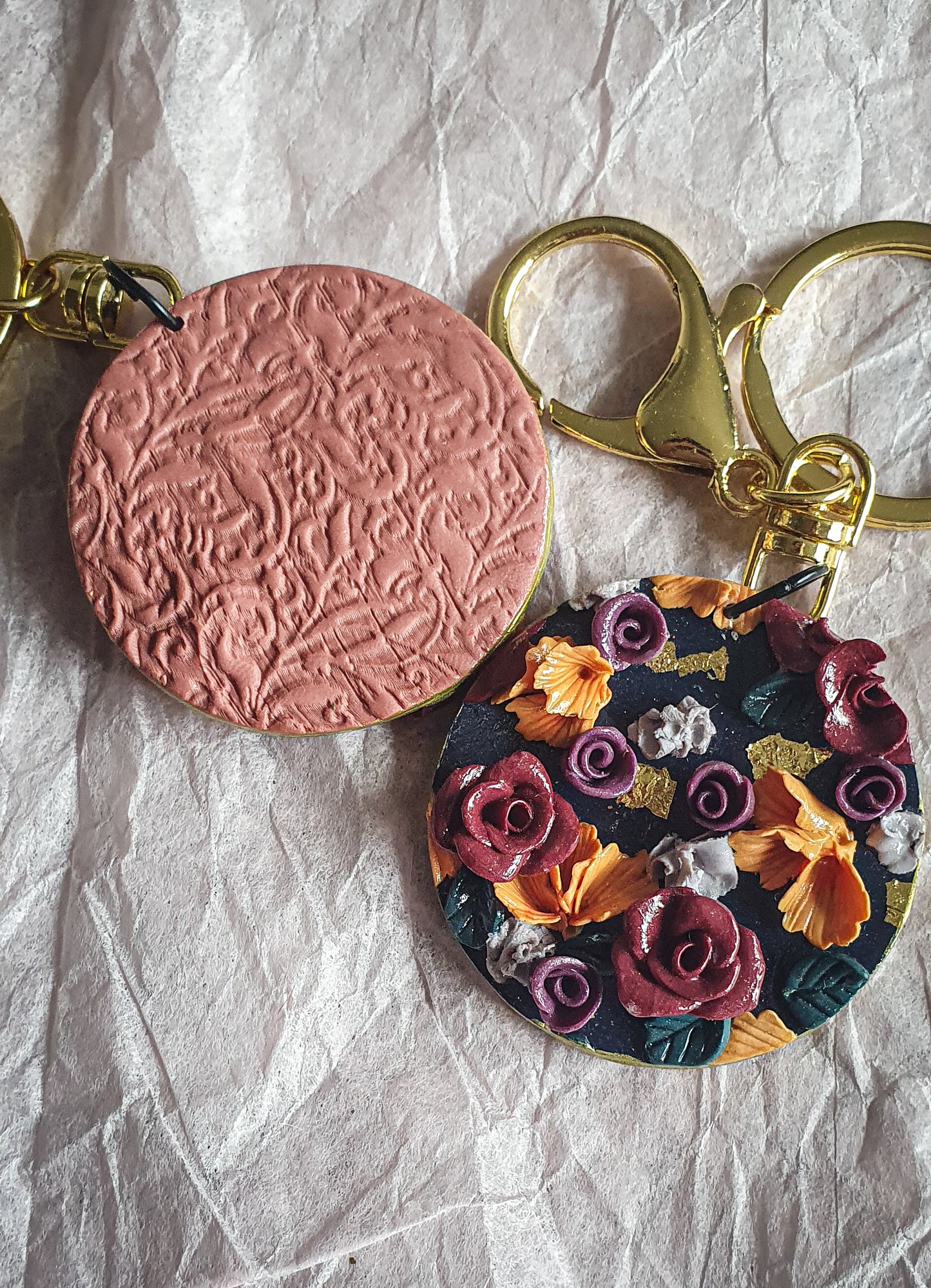 Rose floral bag charm/key ring