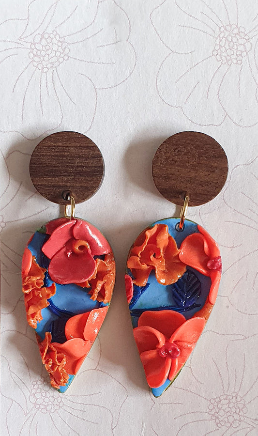 Blue Orange Floral