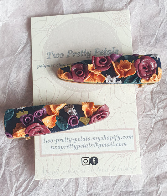 Rose floral hair clip