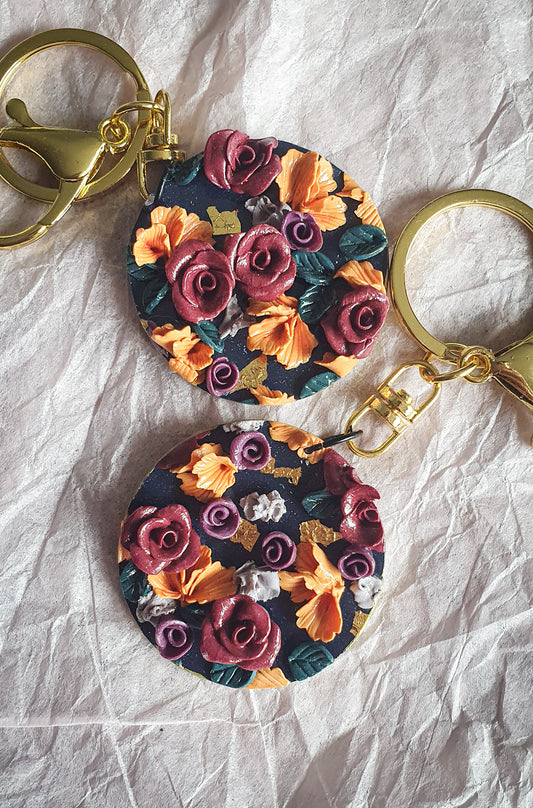 Rose floral bag charm/key ring